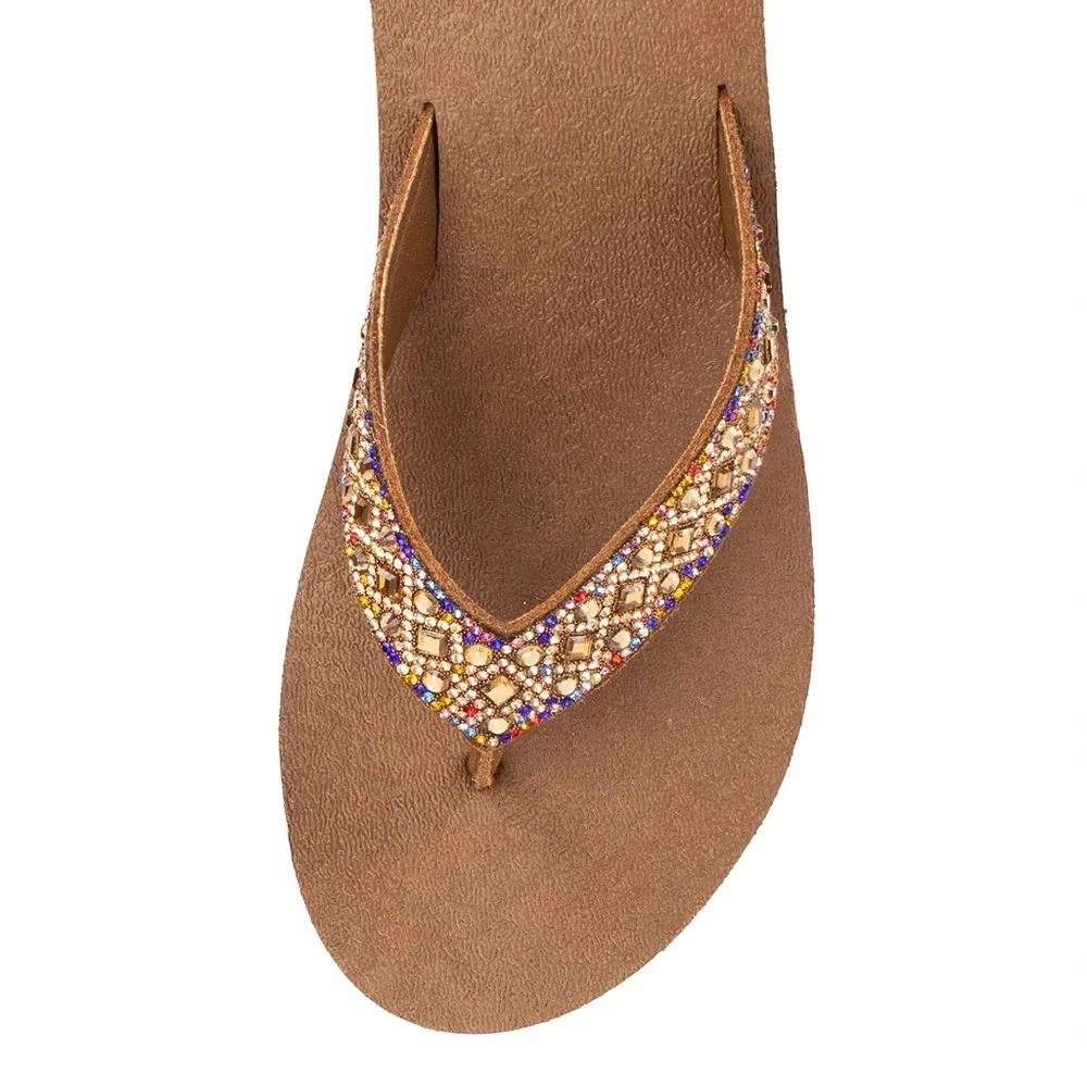 Yellow box flip flops wayra color toast medium width - Picture 2 of 6